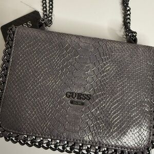 GUESS Metallic Chain Crossbody Bag – Snakeskin Pattern